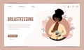 Breastfeeding concept. Landing page template. Young african woman nursing newborn baby. Mother holds a child. Natural Royalty Free Stock Photo