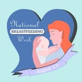 Breastfeeding day, breastfeeding week, breastfeeding month concept vector post, banner or card