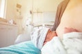 Breastfeeding little infant boy in ICU hospital Royalty Free Stock Photo