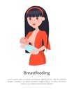 Breastfeeding Poster Brunette Young Mother Feeding