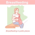 Breastfeeding in sling. Mother and ew baby together. Royalty Free Stock Photo