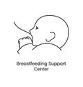 Breastfeeding Support Center icon line in vector, illustration of a woman breastfeeding a baby.