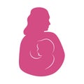 Breastfeeding woman concept. Mother breastfeeding her baby. Lactation. Minimalist style.