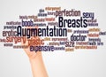 Breasts Augmentation word cloud and hand with marker concept