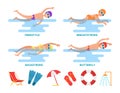 Breaststroke and Backstroke Vector Illustration