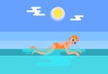 Breaststroke Female Swimmer Vector Illustration