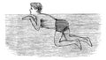 Breaststroke, Fourth Position, vintage engraved illustration