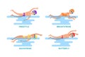 Breaststroke and Freestyle Set Vector Illustration