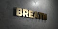 Breath - Gold sign mounted on glossy marble wall - 3D rendered royalty free stock illustration