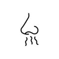 Breath smell nose line icon. Odour breath smell stroke web human sneeze air icon symbol illustration concept.