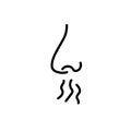 Breath smell nose line icon. Odour breath smell stroke web human sneeze air icon symbol illustration concept.