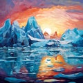 Breath-taking mosaic-style artwork of Arctic icebergs and glaciers