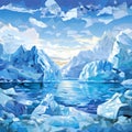 Breath-taking mosaic-style artwork of Arctic icebergs and glaciers