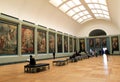 Breath-taking view of long room of masterpieces,The Louvre,2016 Royalty Free Stock Photo