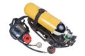 Breathing Air Cylinder Assembly and Full Facepiece Respirator for firefighters isolated