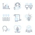 Breathing exercise, Evaporation and Computer cables icons set. Vector
