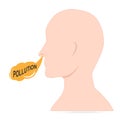 Breathing, Inhale with pollution icon. Infection breathing illustration