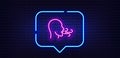 Breathing line icon. Breath difficulties sign. Neon light speech bubble. Vector