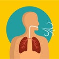 Breathing lungs icon, flat style