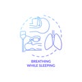 Breathing while sleeping blue gradient concept icon