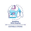 Breathing while sleeping concept icon