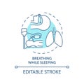 Breathing while sleeping turquoise concept icon