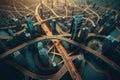 breathtaking aerial image of a metropolis in the future, featuring a network of advanced transportation systems and infrastructure Royalty Free Stock Photo