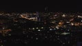 Breathtaking aerial night panoramic view of a big city. Stock footage. Flying over streets with beautiful illumination Royalty Free Stock Photo