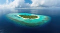 A breathtaking aerial panorama captures the beauty of Baa Atoll in the Maldives, Ai Generated