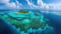 A breathtaking aerial panorama captures the beauty of Baa Atoll in the Maldives, Ai Generated