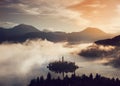 Breathtaking aerial panoramic view of Lake Bled Royalty Free Stock Photo