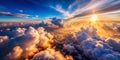 Breathtaking Aerial Perspective A Panoramic View from an Airplane Window Unveiling a Stunning Cloudscape and the Earth Royalty Free Stock Photo