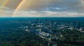 A breathtaking aerial shot of the sky scrapers and office buildings in the cityscape of Brookhaven Royalty Free Stock Photo