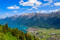 Breathtaking aerial view of Interlaken, Lake Brienz and Swiss Alps from Harder Kulm viewpoint, Switzerland Royalty Free Stock Photo