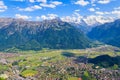 Breathtaking aerial view of Interlaken and Swiss Alps from Harder Kulm viewpoint, Switzerland Royalty Free Stock Photo