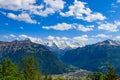 Breathtaking aerial view of Interlaken and Swiss Alps from Harder Kulm viewpoint, Switzerland Royalty Free Stock Photo