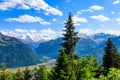 Breathtaking aerial view of Interlaken and Swiss Alps from Harder Kulm viewpoint, Switzerland Royalty Free Stock Photo