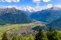 Breathtaking aerial view of Interlaken and Swiss Alps from Harder Kulm viewpoint, Switzerland Royalty Free Stock Photo