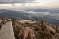 Breathtaking aerial view over Hobart from a lookout on Kunanyi Mount Wellington, Tasmania, Australia Royalty Free Stock Photo