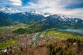 Breathtaking aerial view over Interlaken and Swiss Alps from Harder Kulm View point, Switzerland Royalty Free Stock Photo