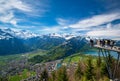 Breathtaking aerial view over Interlaken and Swiss Alps from Harder Kulm View point, Switzerland Royalty Free Stock Photo