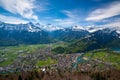 Breathtaking aerial view over Interlaken and Swiss Alps from Harder Kulm View point, Switzerland Royalty Free Stock Photo