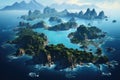 Tropical Archipelago Aerial View, AI Generated