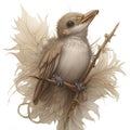 Innocent Little Bird Perched on a Branch, AI Generated