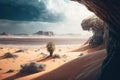 The desert meets the sea on a rainy day, AI Generative