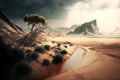 The desert meets the sea on a rainy day, AI Generative