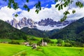 Breathtaking Alpine scenery - beautiful small village in val di