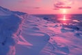 Sunset Over Arctic Ice: Serene Winter Landscape With Vibrant Sky - Perfect for Wall Art, Nature Calendars, and Travel