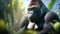 Gorilla in jungle illustration