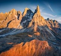 Breathtaking autumn scene of Dolomite Alps